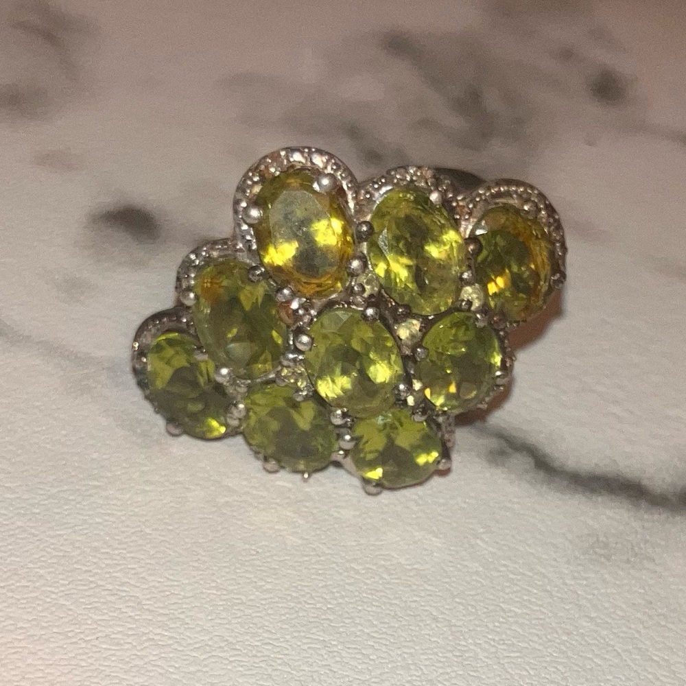 Exquisite925💚&14kGreen Peridot Ring!Size8aprox Era1890 - Picture 13 of 16